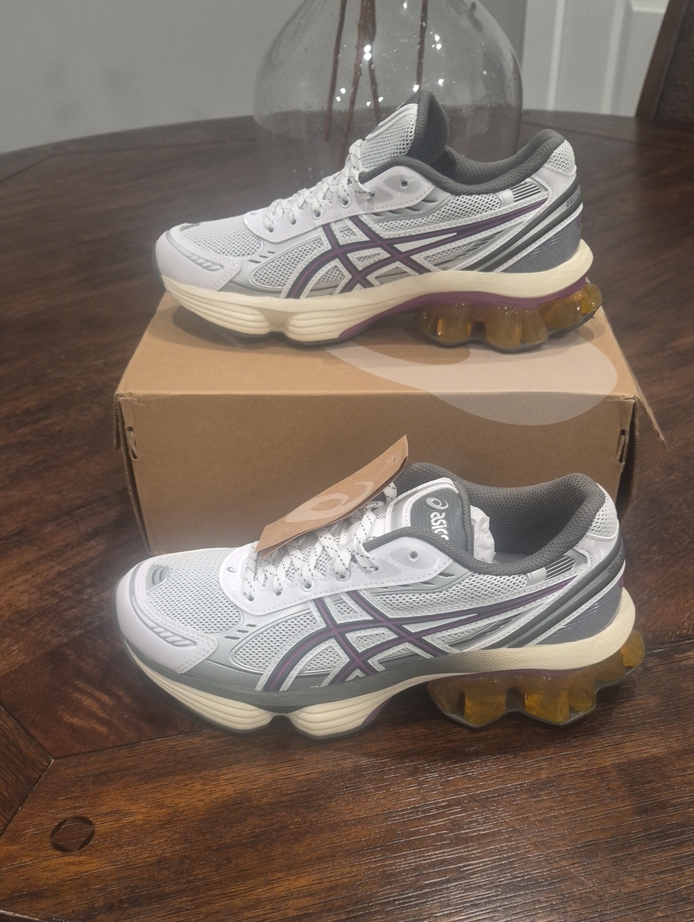 Asics White, Gray and Purple Women's Athletic Running Shoes